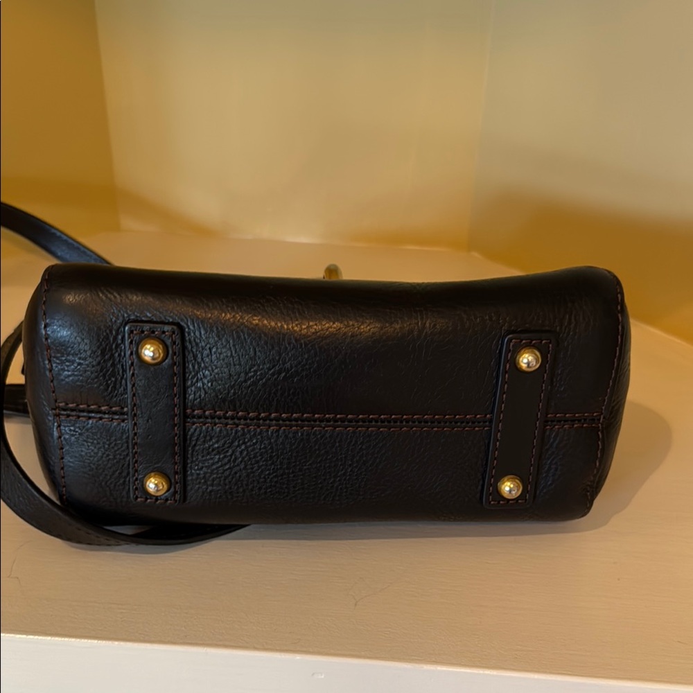 Black Leather Crossbody Bag with Gold Hardware - Picture 3 of 8